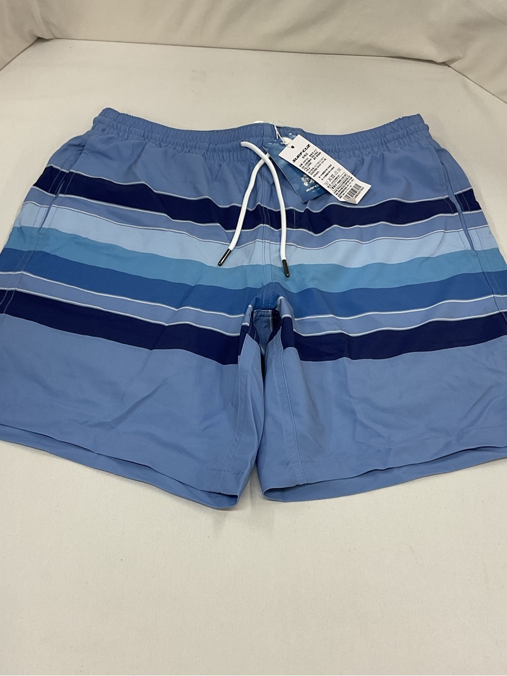 Surfcuz NWT Blue Striped Swim Shorts Trunks Size M Boxer Breifs Liner‎
